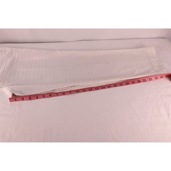 Banana Republic Martin Fit Womens Cropped Pants Size 8 White Textured Cotton Ble - Picture 9 of 10